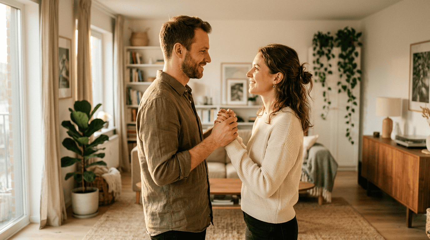Couple practicing active listening exercise during couples therapy session